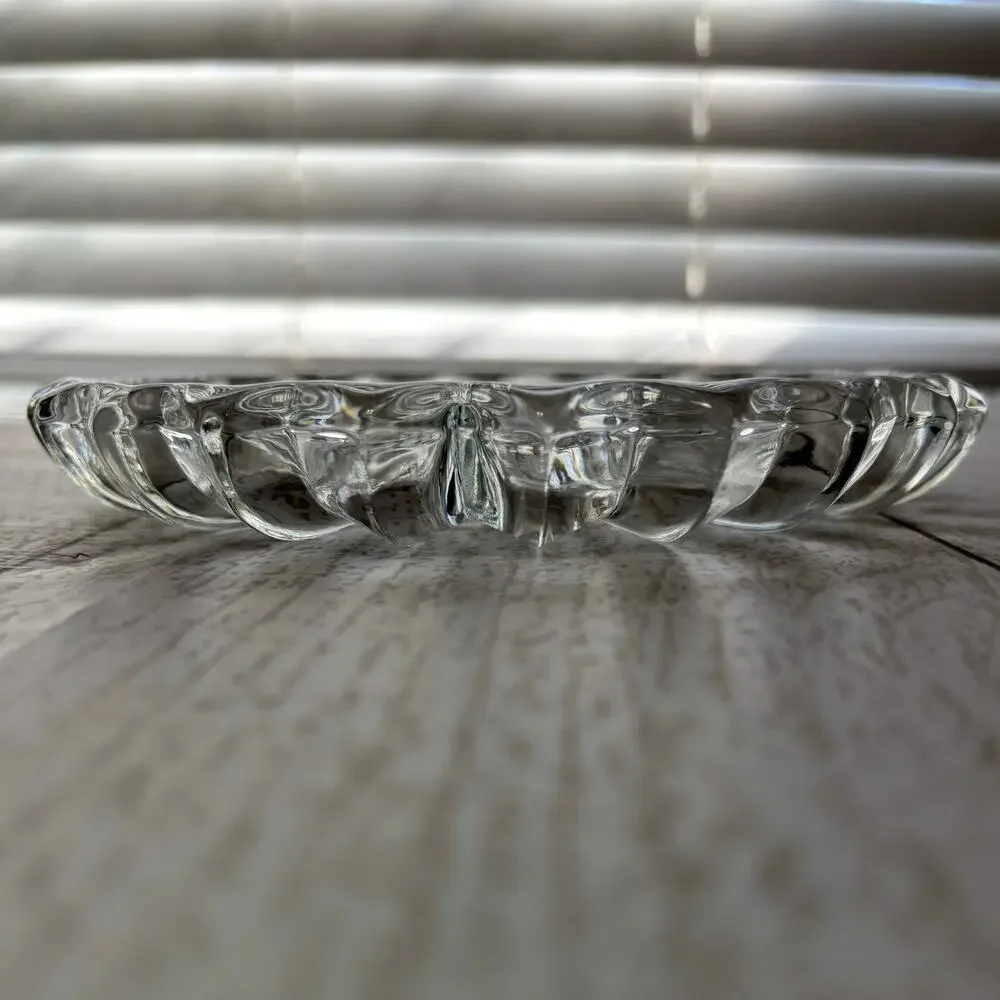 Clear Pressed Glass Round Relish Dish Scalloped Edge